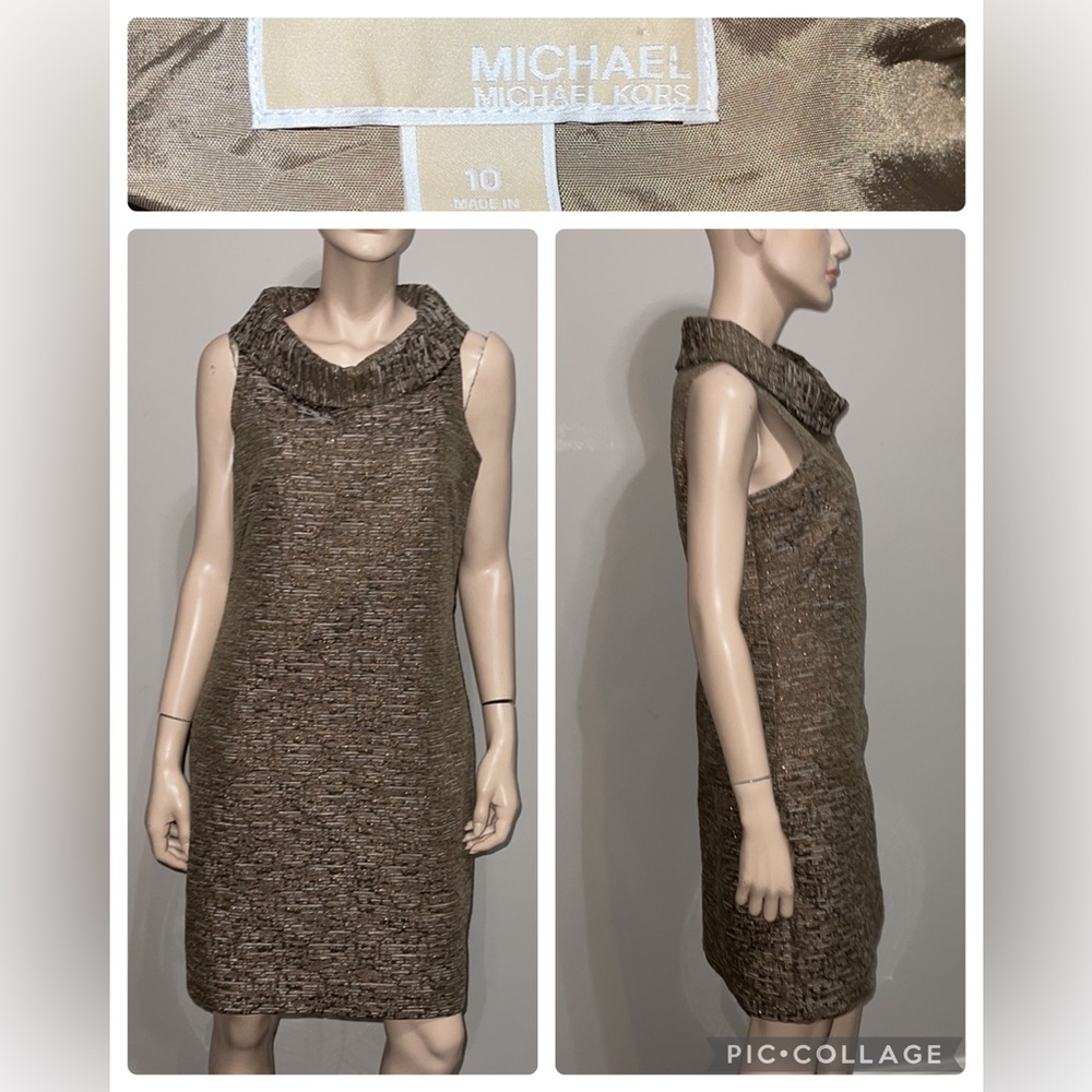 Michael Kors Sleeveless Metallic Dress 10